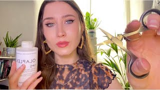 asmr | brushing, washing & cutting your hair (layered sounds)