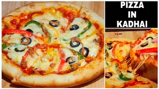 Kadhai Pizza|बिना ओवन के कढ़ाही में पिज्जा बनाएं|Homemade Pizza Dough & Sauce|Cook with Apu|in hindi