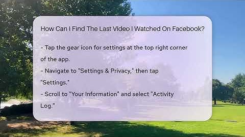 How Can I Find The Last Video I Watched On Facebook? - Everyday-Networking