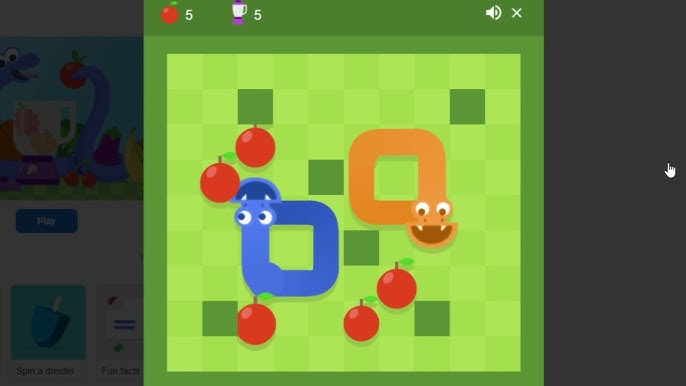 google snake game twin mode (slow) 50 apples 01:03:201 