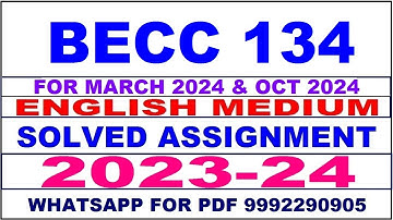becc 134 solved assignment 2023-24 | becc 134 solved assignment in english 2024 | becc 134 2024