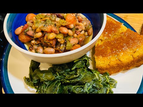HAM and BEANS | Garden Greens | Homemade Cornbread | Nutritiously Delicious