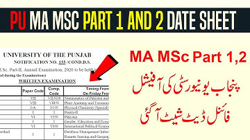 Punjab University MA MSc Date Sheet 2022 | PU MA Date Sheet Official | Punjab University Date Sheet