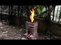 ROKET OCAK NASIL YAPILIR? | Ocakta İlk Yemek | NOHUTLU MANTAR YEMEĞİ ( DIY ) Brick Rocket Stove