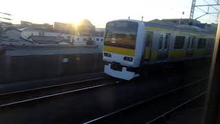 JR東日本E217系MT68　側面展望　千葉→市川（総武線快速）　クラF-104編成左