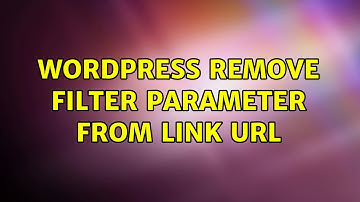 Wordpress: Remove filter parameter from Link URL