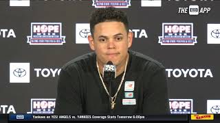 Gio Urshela had 2 Hs and 1 HR in loss to the Angels. He sat down with the media after the game.