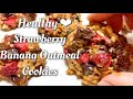 ヘルシーオートミールいちごバナナクッキー‼︎Easy + Healthy Oatmeal Cookies | oil-free,suger-free,Recipe