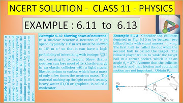 NCERT SOLUTION | CLASS 11 PHYSICS | EXAMPLE 6.11, 6.12 , 6.13  | WORK, ENERGY AND POWER | IN TAMIL
