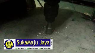cara membuat lubang dengan hollow saw stainless & gerinda botol