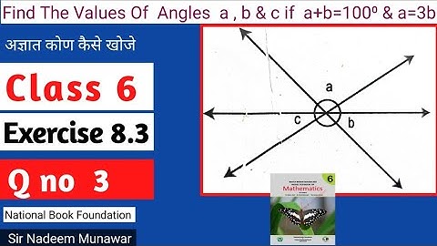 Class 6 Exercise 8.3 Q no 3 Ex 8.3 NBF Maths How find unknown values of angles Sir Nadeem Munawar