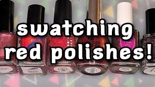 Swatching 6 red nail polishes, 5 indies + 1 bargain polish from Sally Beauty Supply! ❤️