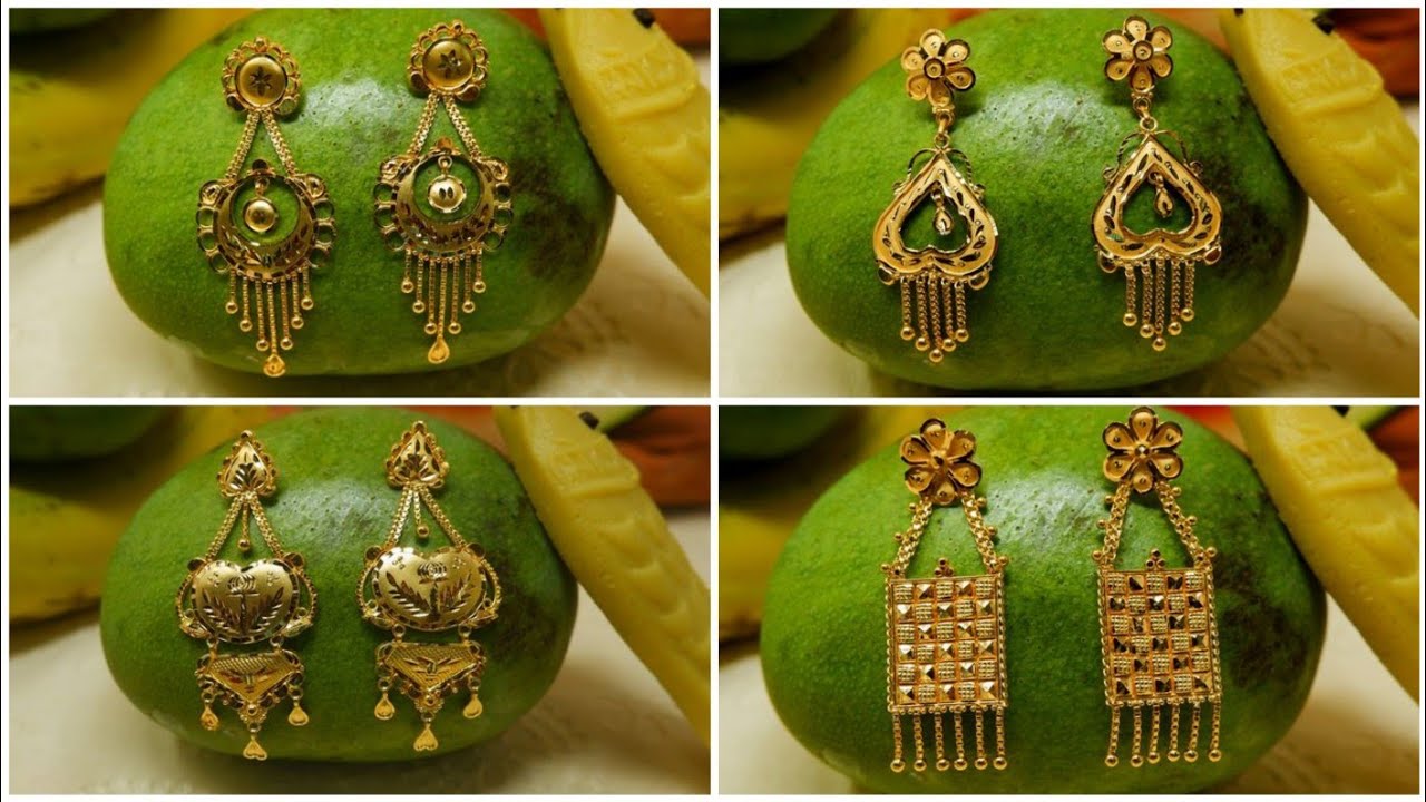 Light Weight Bridal Gold Earrings With Price Light Weight Bridal Gold