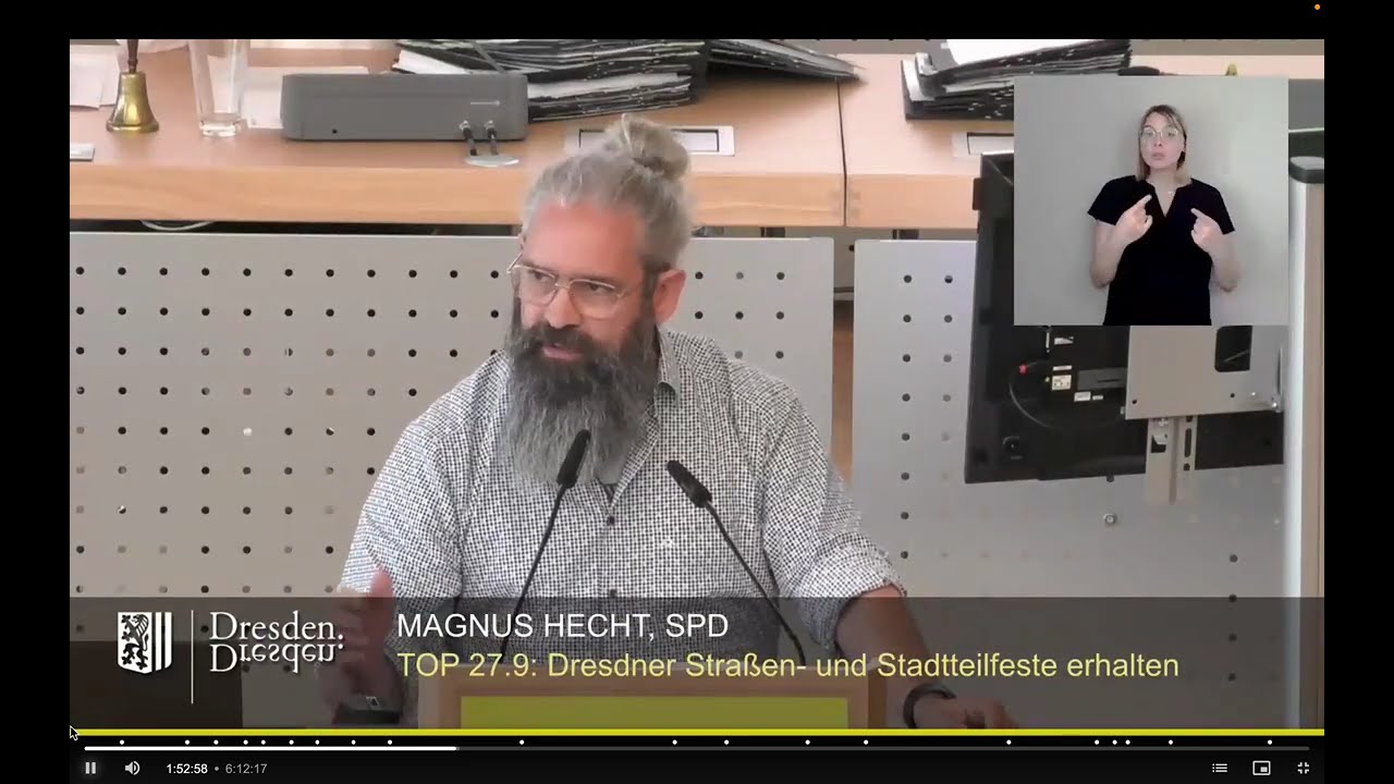 Meine letzte Rede im Dresdner Stadtrat. Thema: Straßenfeste und vor allem BRN