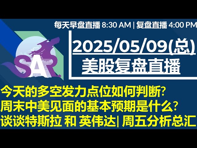 美股直播05/12[复盘] 早盘说回踩5Min20MA可涨到尾盘| 明天通胀预期数据什么剧本? 川普和美联储上午发言盘点| NVDA, TSLA|