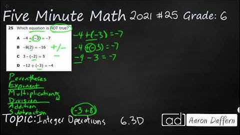 6th Grade STAAR Practice Integer Operations (6.3D - #8)