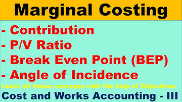 Marginal Costing MCQs Contribution Angle of incidence  T Y B Com