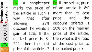 Shopkeeper marks price of article after allowing 28% discount, he wants gain of 12%. MP= 224, CP=?