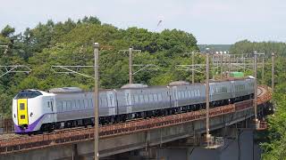 DF200形貨物列車、キハ261系特急北斗@千歳線北広島～上野幌（2021.08）