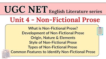 UGC NET English Literature| Unit 4: Non-Fictional Prose | Complete Syllabus Explanation