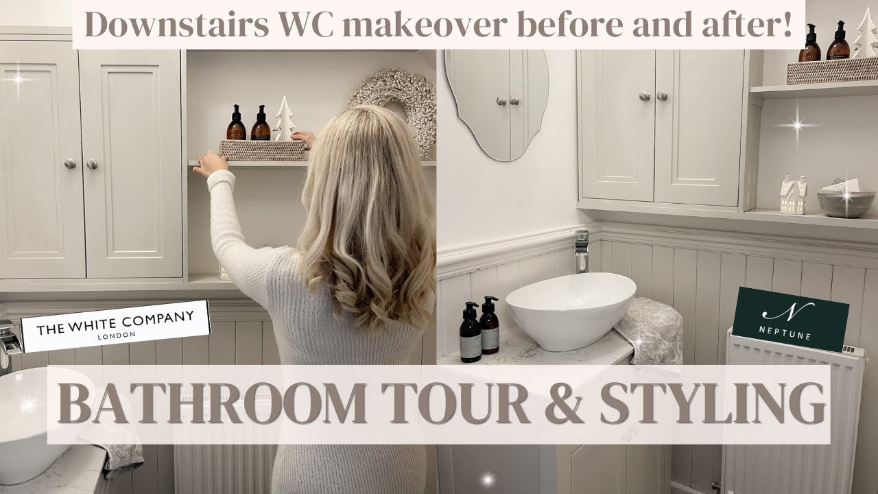 BATHROOM TOUR AND STYLING! Downstairs cloakroom WC makeover before and