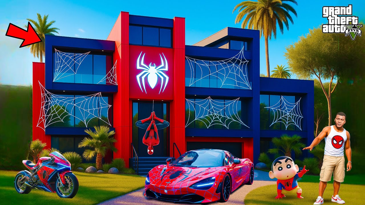 Franklin & Shinchan Found Spiderman Hidden Mansion in  Gta 5 Telugu