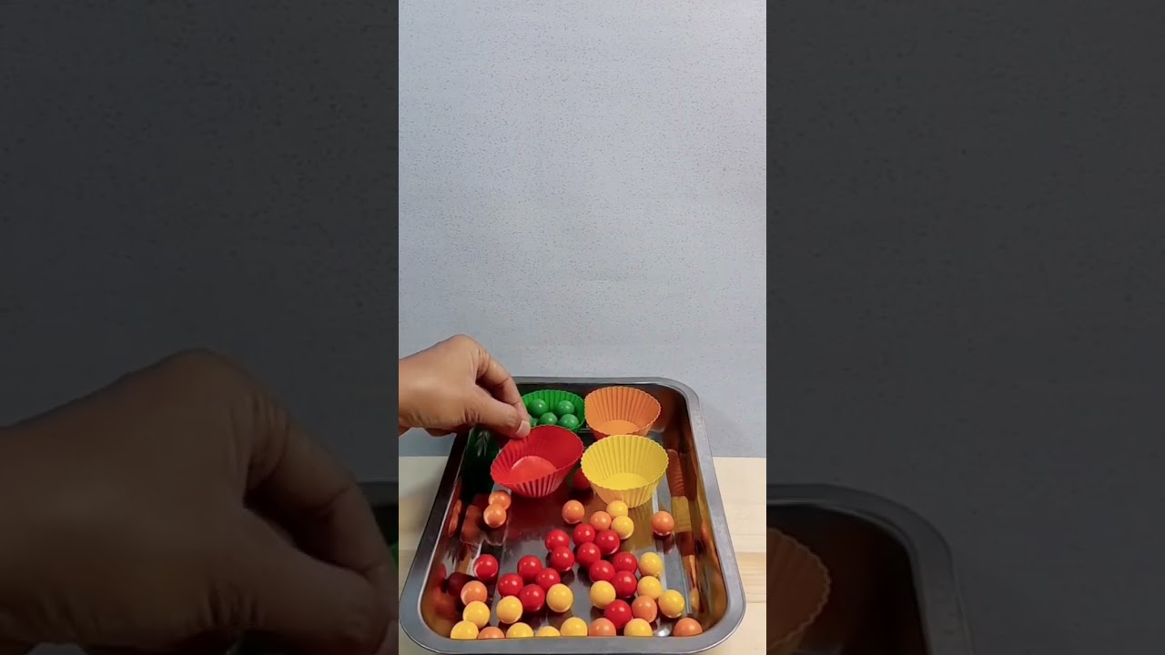 ASMR Color Sorting Wooden Balls | Satisfying Bowl of Wood Marbles and Colorful Cups Reverse 