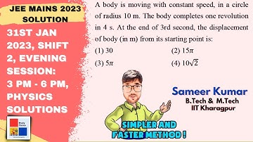 JEE Mains 2023, Physics Solutions, 31st Jan 2023, Shift 2, Evening Session: 3 PM - 6 PM, Q2