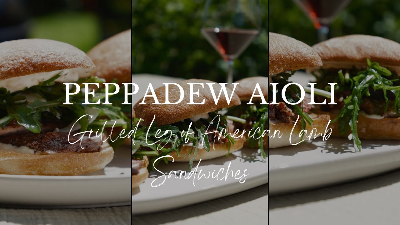 Grilled Leg of American Lamb Sandwiches with Peppadew Aioli and Arugula Salad