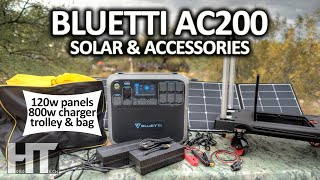 BLUETTI 120w Solar Panel AC200 AC200P Accessories Review | Fast Charger | Cables | Trolley