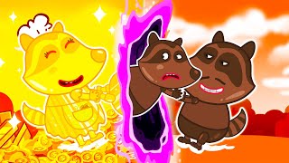 Chocolate family vs Gold family Kids Stories About Wolfoo Family | Raccoons