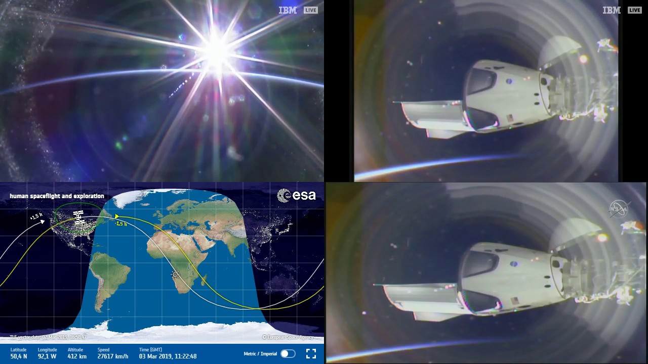 Sunrise After Docking - LIVE Space X Crew Dragon Demo Mission 1 ISS Approach And Docking