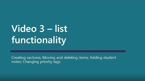Reading lists video 3 - Functionality
