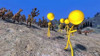 Velociraptor chasing and Stickman running away | Ultimate Epic Battle Simulator【UEBS】 screenshot 4