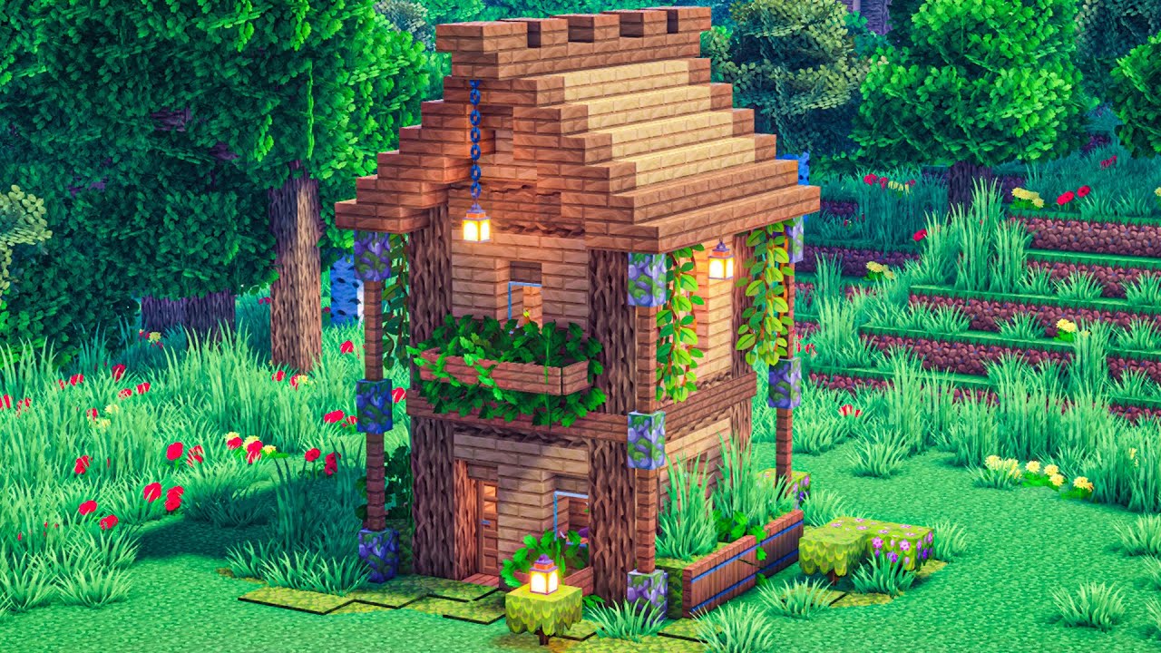 Minecraft Tutorial – How To Build a Cozy Wooden Cottage - YouTube