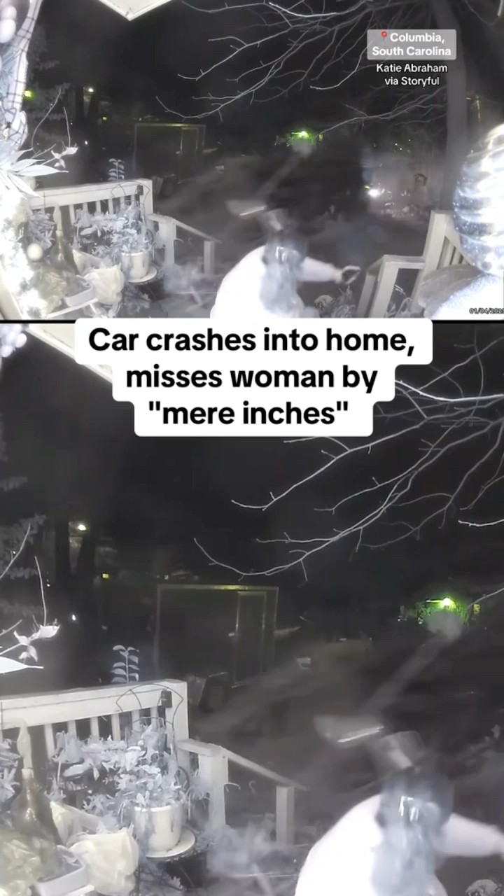 Car crashes into home, barely misses woman #shorts