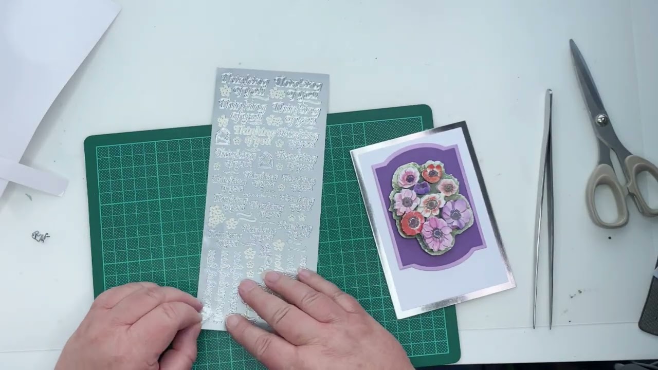 Making a ‘Thinking of You’ Handmade Card with Floral Die Cut 3D Decoupage & Peel Offs