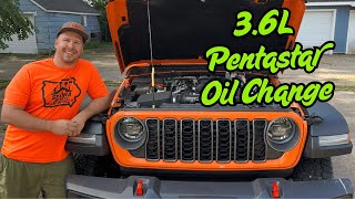 How to Change the Oil in a 2025 Jeep Gladiator JT or Jeep Wrangler JL. 3.6L Pentastar Oil Change.