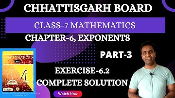 Class 7 I Math I Solution I chapter 6 I Exercise 6.2 I Exponents I  Chhattisgarh I CG I CGBSE I C.G