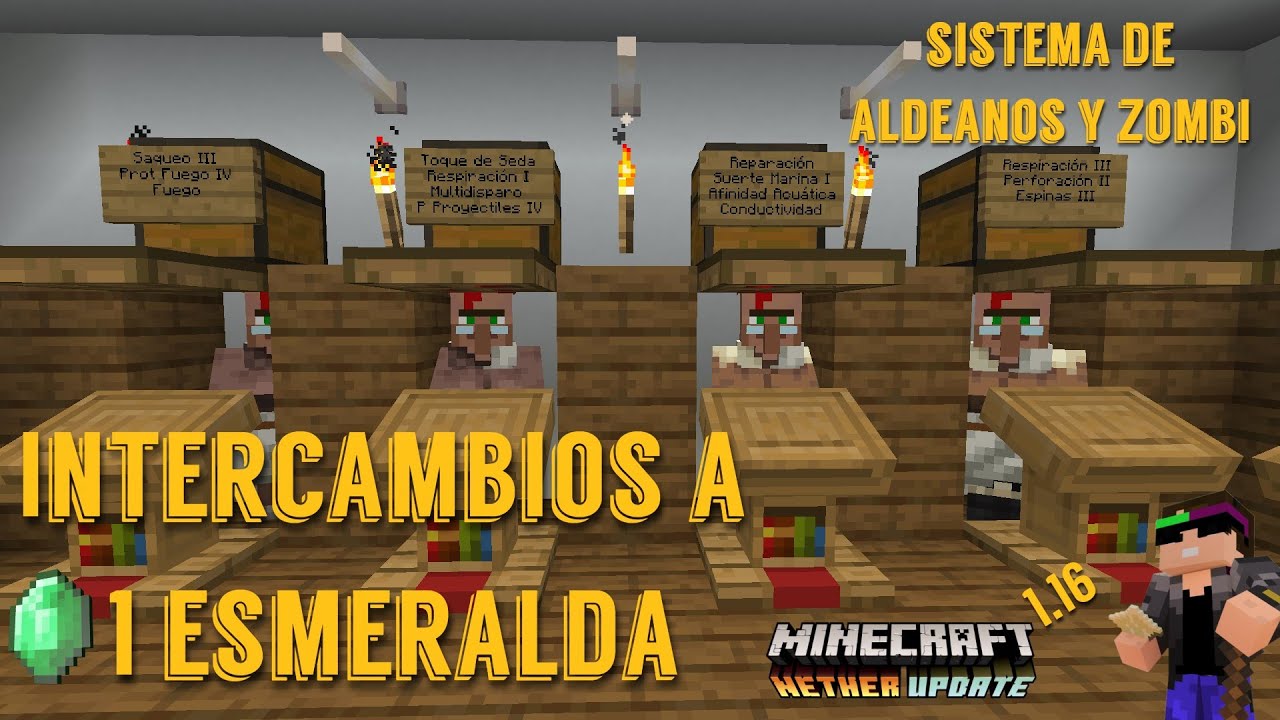 Minecraft bedrock 1.16 TODOS LOS INTERCAMBIOS A 1 ESMERALDA, SISTEMA DE