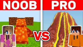 NOOB vs PRO: GIANT VOLCANO HOUSE BUILD CHALLENGE (Minecraft)