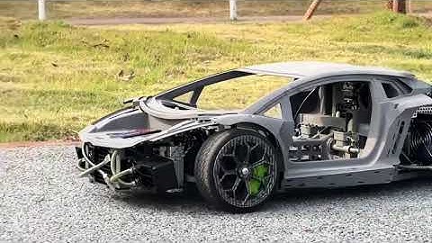 Use the CHUANQI V12 engine model to hand-build a Lamborghini SVJ 1/5 RC | Finish by @septemberflow 