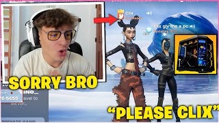 CLIX Biggest FAN HEARTBROKEN After LOSING a BRAND NEW PC In 1v1 WAGER! (Fortnite Moments)