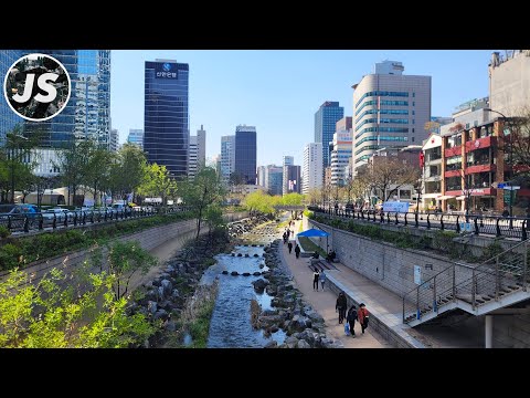 Seoul Cheonggyecheon Stream &amp; Gwanghwamun Square | South Korea Walk