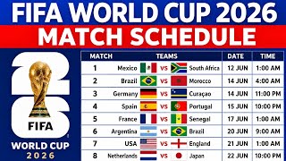FIFA,World 2026 All.Match List And Date or Time:  Schedule 