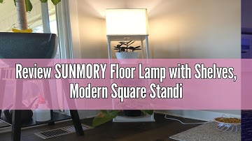 Review SUNMORY Floor Lamp with Shelves, Modern Square Standing Lamp with 3 Color Temperature Bulb, C