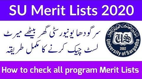 how to check sargodha university merit lists 2020 | SU merit list 2020