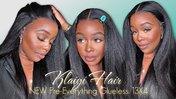 FIRST EVER  PRE-EVERYTHING 13X4 GLUELESS WIG! EASY NO GLUE INSTALL SOFT YAKI STRAIGHT FT KLAIYI HAIR