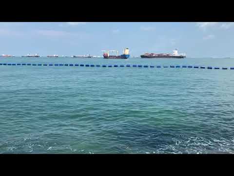 セントーサ島沖合の貨物船
