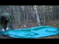 Ground pea pod tarp shelter / survival shelter